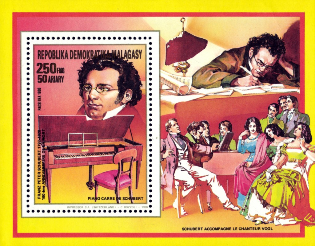 illustration pour un timbre-poste sur Schubert